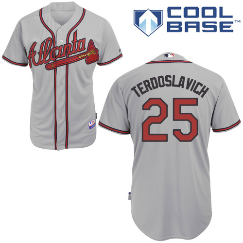Joey Terdoslavich #25 Youth Baseball Jersey-Atlanta Braves Authentic Road Gray Cool Base MLB Jersey